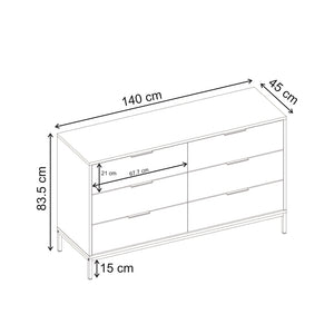 Συρταριέρα Mars  χρώμα καρυδί Ud 140x45x83,5εκ. - Pakobazaar