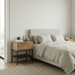 Κομοδίνο Melis  χρώμα καρυδί Ud 45x35x56,4εκ. - Pakobazaar