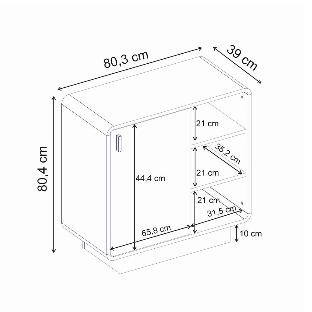Μπουφές Rovel  χρώμα sepet oak 80,3x39x80,4εκ.