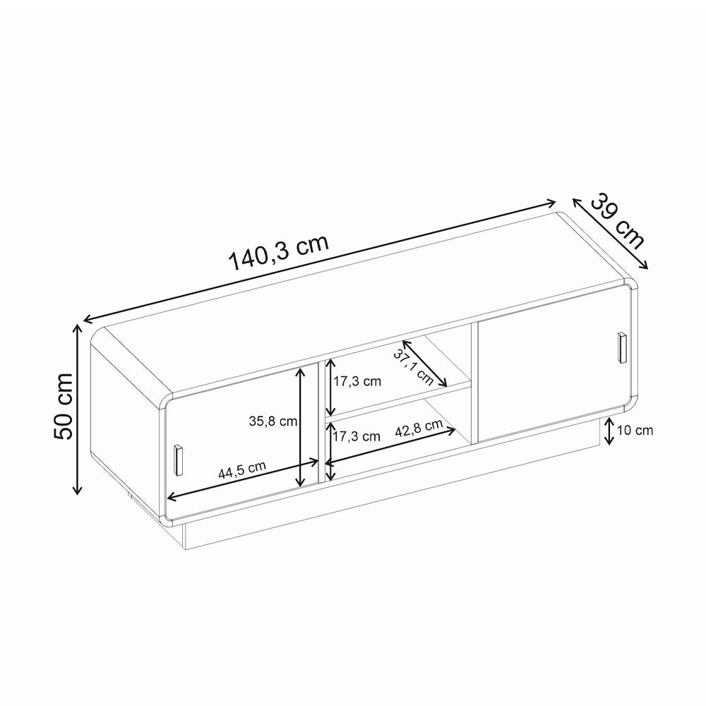 Έπιπλο τηλεόρασης Rovel  χρώμα sepet oak 140,3x39x50εκ.