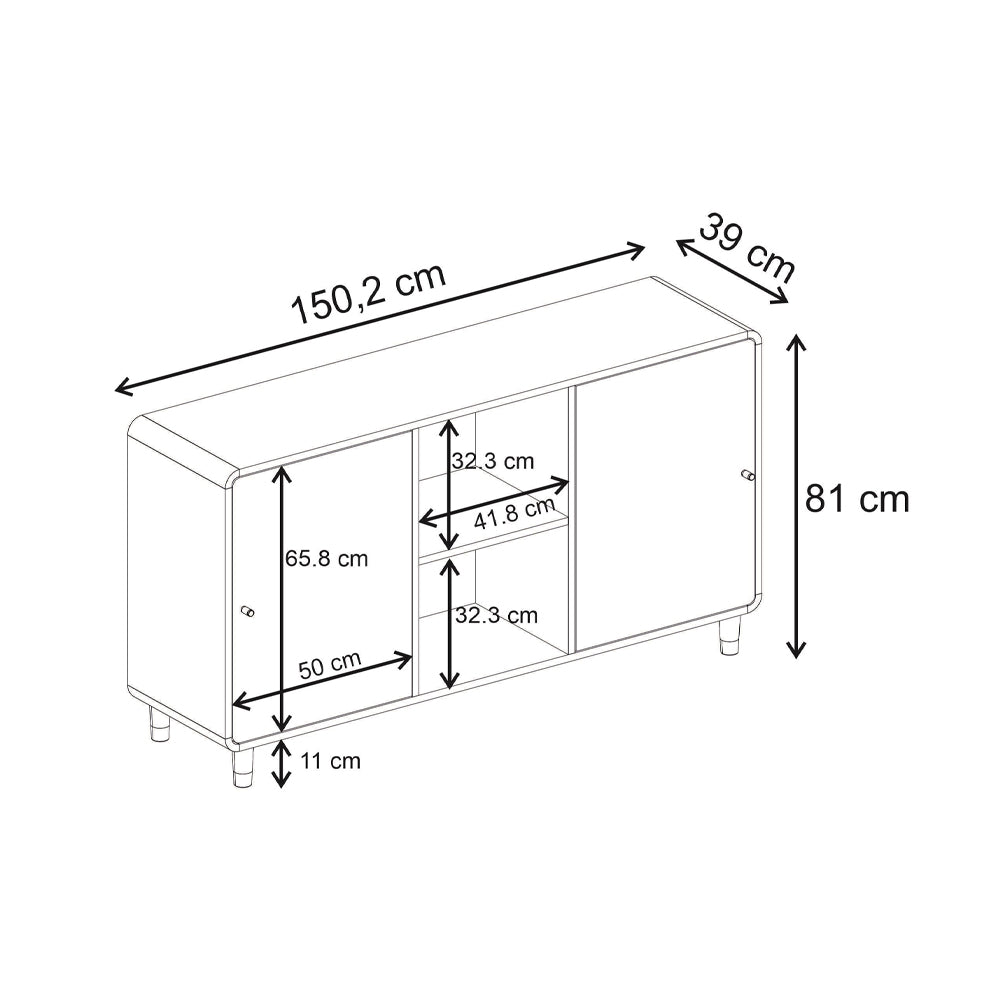 Μπουφές Doro  χρώμα sepet oak 150,2x39x81εκ.