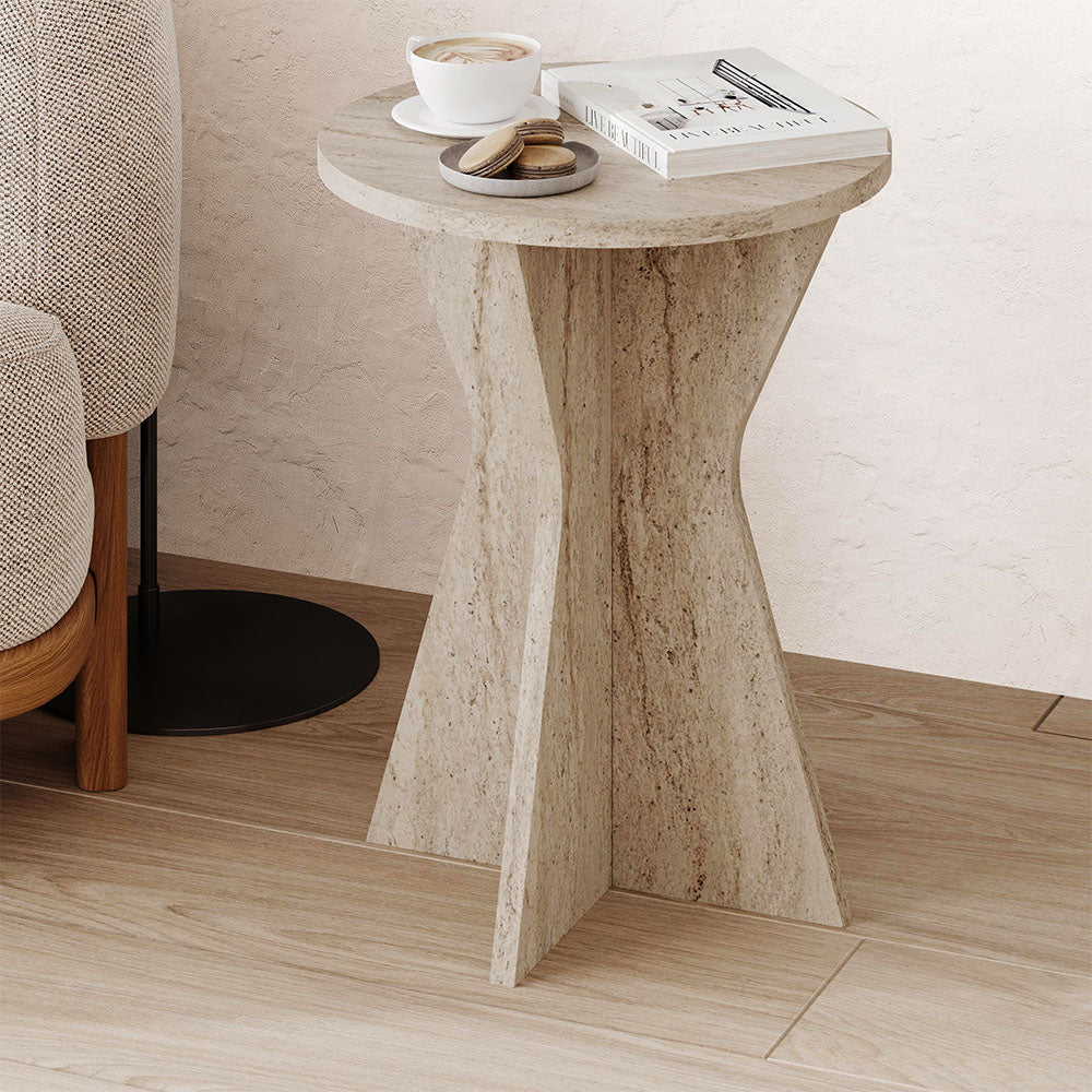 Τραπεζάκι βοηθητικό Lisa  χρώμα travertine Ø40x51,8εκ. - Pakobazaar
