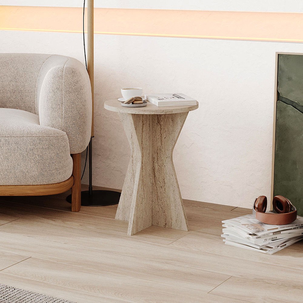 Τραπεζάκι βοηθητικό Lisa  χρώμα travertine Ø40x51,8εκ. - Pakobazaar