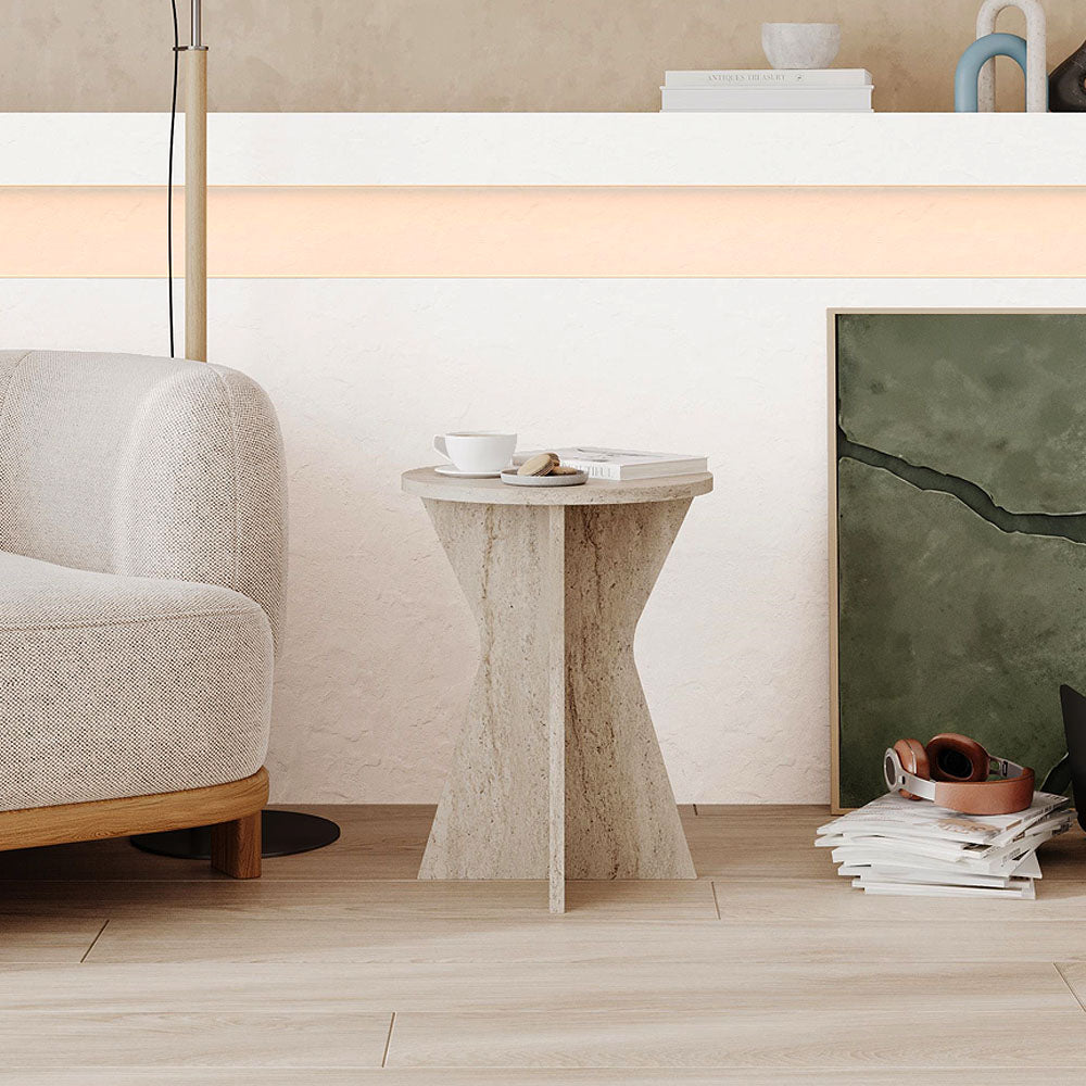 Τραπεζάκι βοηθητικό Lisa  χρώμα travertine Ø40x51,8εκ. - Pakobazaar