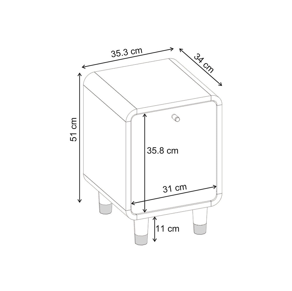 Κομοδίνο Doro  χρώμα sepet oak 35,3x34x51εκ. - Pakobazaar