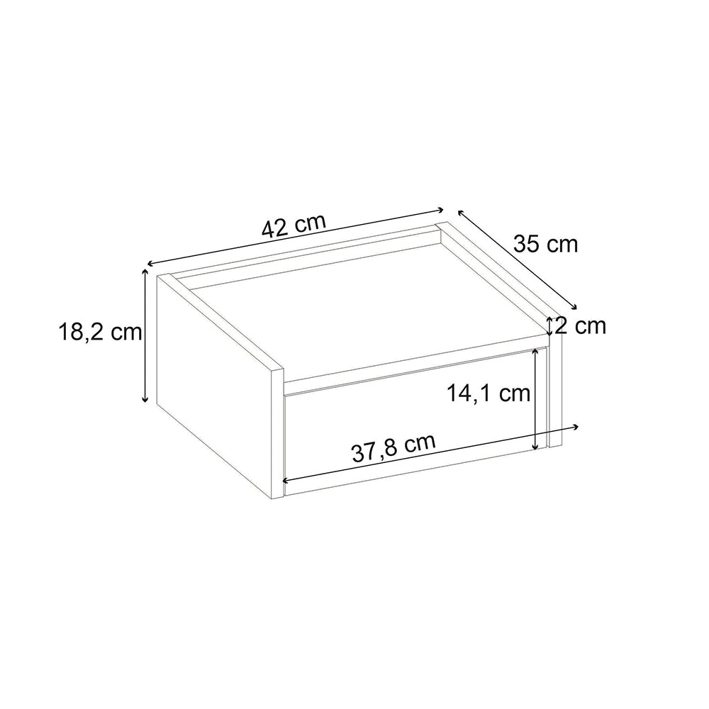 Κομοδίνο επιτοίχιο Brisa  χρώμα καρυδί Ud 42x35x18,2εκ.