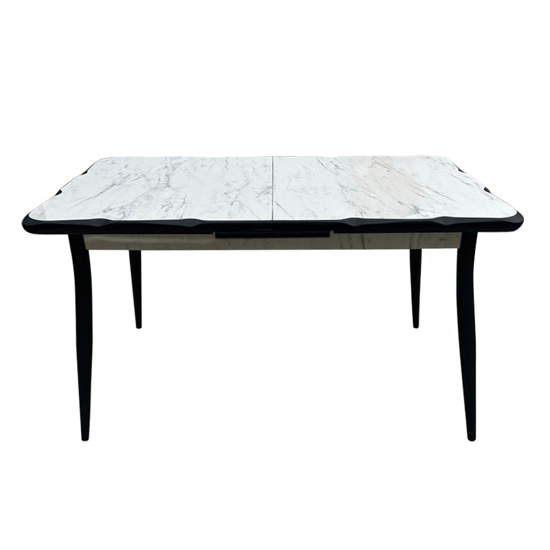 Τραπέζι Karen  επεκτεινόμενο χρώμα λευκό εφέ μαρμάρου - μαύρο 130/160x80x75εκ.