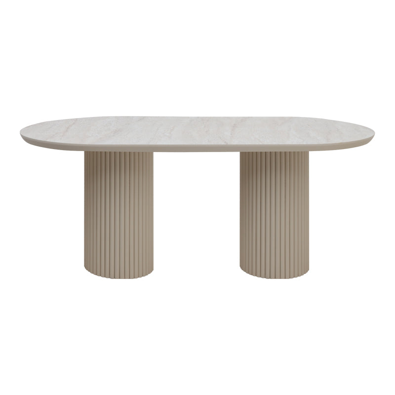 Τραπέζι Hazar  Mdf χρώμα travertine - sandstone 180x90x77εκ. - Pakobazaar