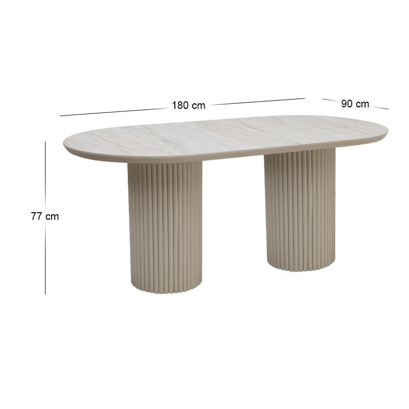 Τραπέζι Hazar  Mdf χρώμα travertine - sandstone 180x90x77εκ. - Pakobazaar