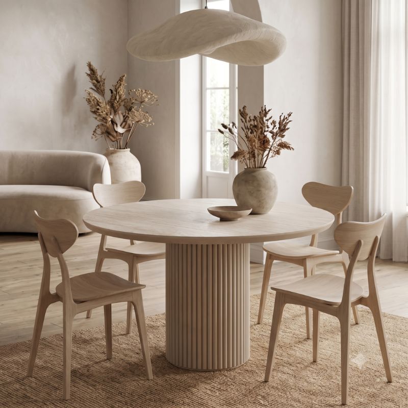 Τραπέζι Hazar  Mdf χρώμα travertine - sandstone Ø119,5x76εκ. - Pakobazaar