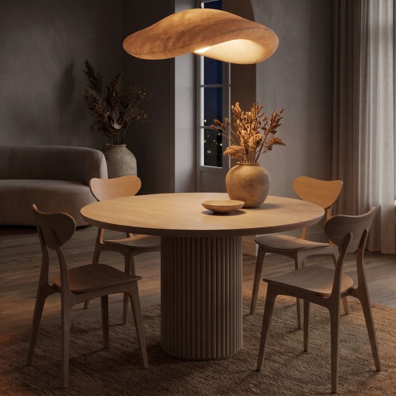 Τραπέζι Hazar  Mdf χρώμα travertine - sandstone Ø119,5x76εκ. - Pakobazaar