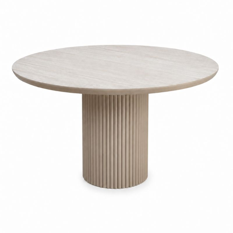 Τραπέζι Hazar  Mdf χρώμα travertine - sandstone Ø119,5x76εκ. - Pakobazaar