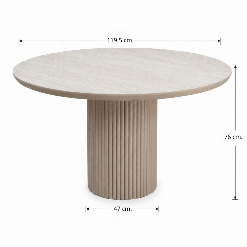 Τραπέζι Hazar  Mdf χρώμα travertine - sandstone Ø119,5x76εκ. - Pakobazaar