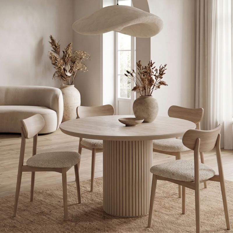 Τραπέζι Hazar  Mdf χρώμα travertine - sandstone Ø100,5x76εκ. - Pakobazaar