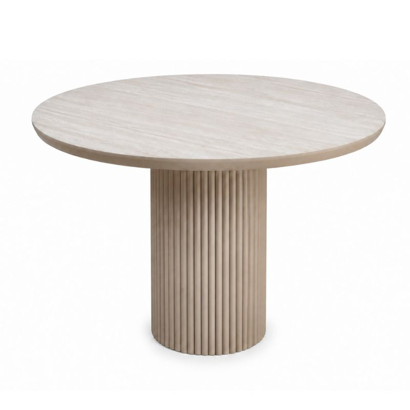 Τραπέζι Hazar  Mdf χρώμα travertine - sandstone Ø100,5x76εκ. - Pakobazaar