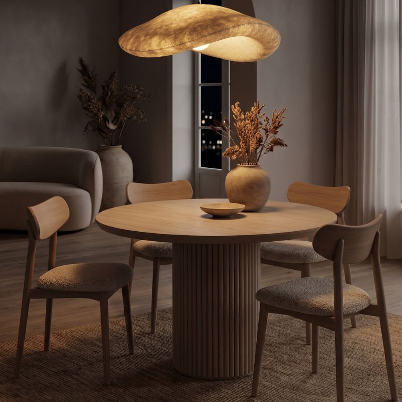 Τραπέζι Hazar  Mdf χρώμα travertine - sandstone Ø100,5x76εκ. - Pakobazaar