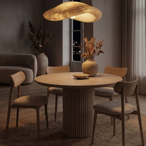 Τραπέζι Hazar  Mdf χρώμα travertine - sandstone Ø100,5x76εκ. - Pakobazaar