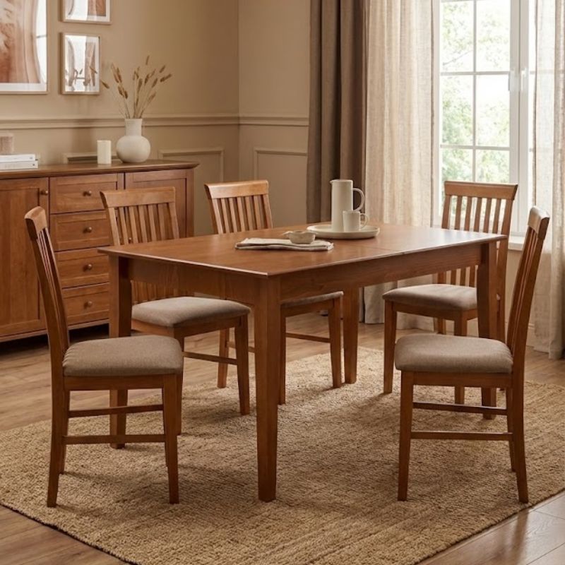 Τραπέζι Adare  μασίφ ξύλο-MDF επεκτεινόμενο χρώμα καρυδί 140/180x78x77εκ.