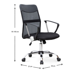 Καρέκλα γραφείου Franco  με ύφασμα Mesh χρώμα μαύρο 59x57x95/105εκ. - Pakobazaar