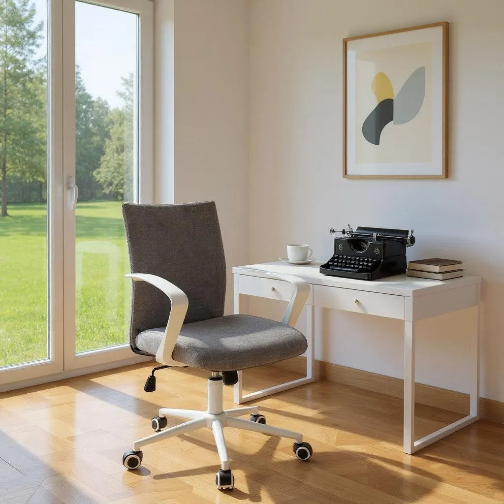 Καρέκλα γραφείου Berlin  υφασμάτινη χρώμα γκρι - λευκό 64x63x89/96εκ.