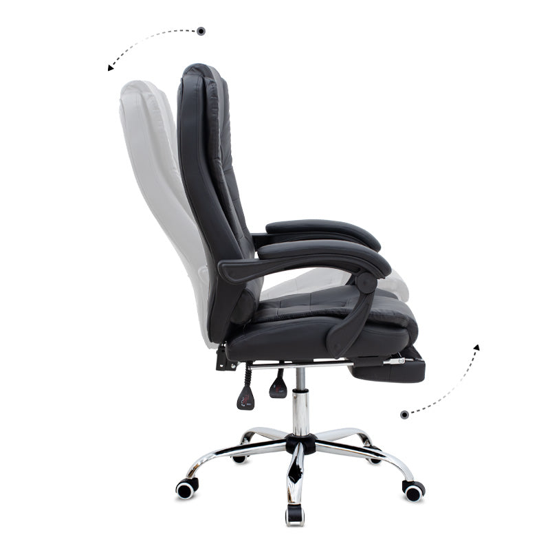 Καρέκλα γραφείου διευθυντική Daria  με υποπόδιο από τεχνόδερμα χρώμα μαύρο 65x65x117/127εκ. - Pakobazaar