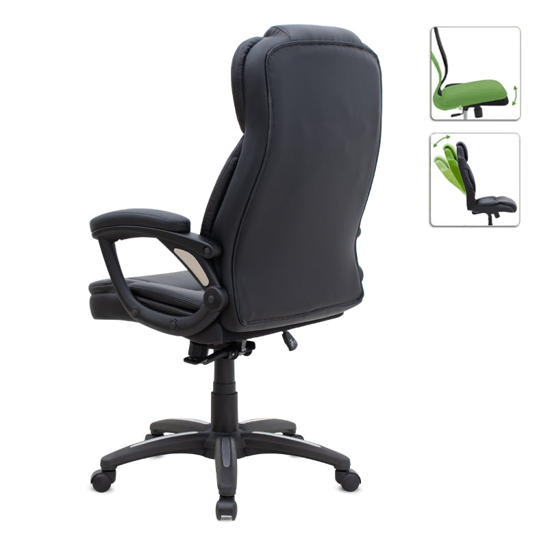 Καρέκλα γραφείου διευθυντική Morgan  από τεχνόδερμα χρώμα μαύρο 67x65x112/122εκ.