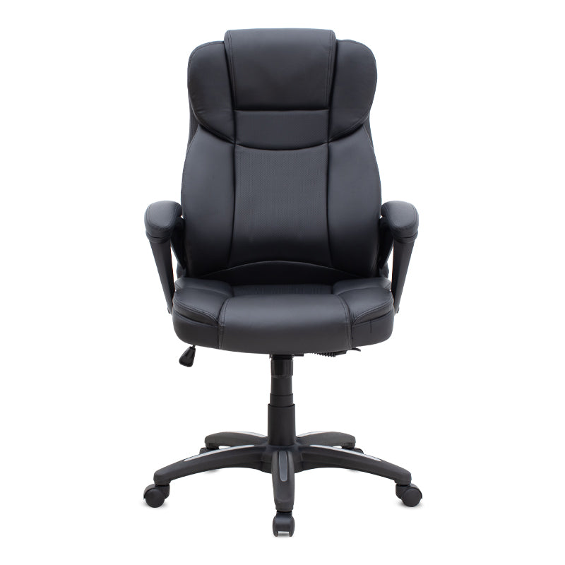 Καρέκλα γραφείου διευθυντική Morgan  από τεχνόδερμα χρώμα μαύρο 67x65x112/122εκ.