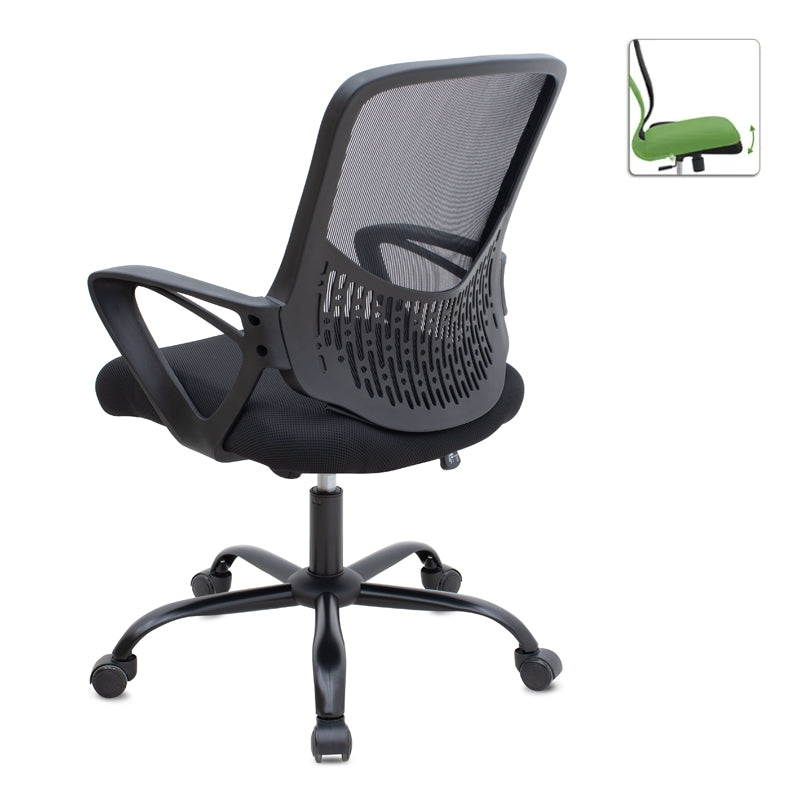 Καρέκλα γραφείου Freda  με ύφασμα Mesh χρώμα μαύρο 65x65x90/100εκ. - Pakobazaar