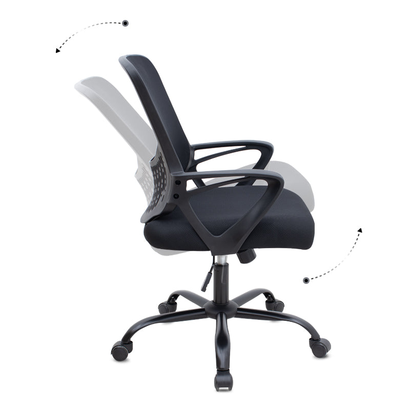 Καρέκλα γραφείου Freda  με ύφασμα Mesh χρώμα μαύρο 65x65x90/100εκ. - Pakobazaar
