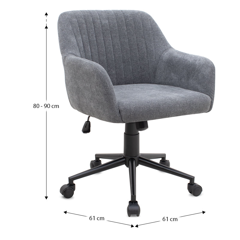 Καρέκλα γραφείου Alice  υφασμάτινη χρώμα γκρι 61x61x80/90εκ.