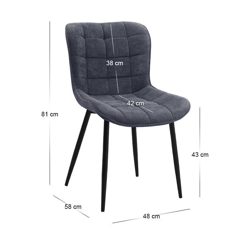 Καρέκλα τραπεζαρίας Chiara  ανθρακί ύφασμα - μεταλλικό μαύρο πόδι 48x58x81εκ. - Pakobazaar