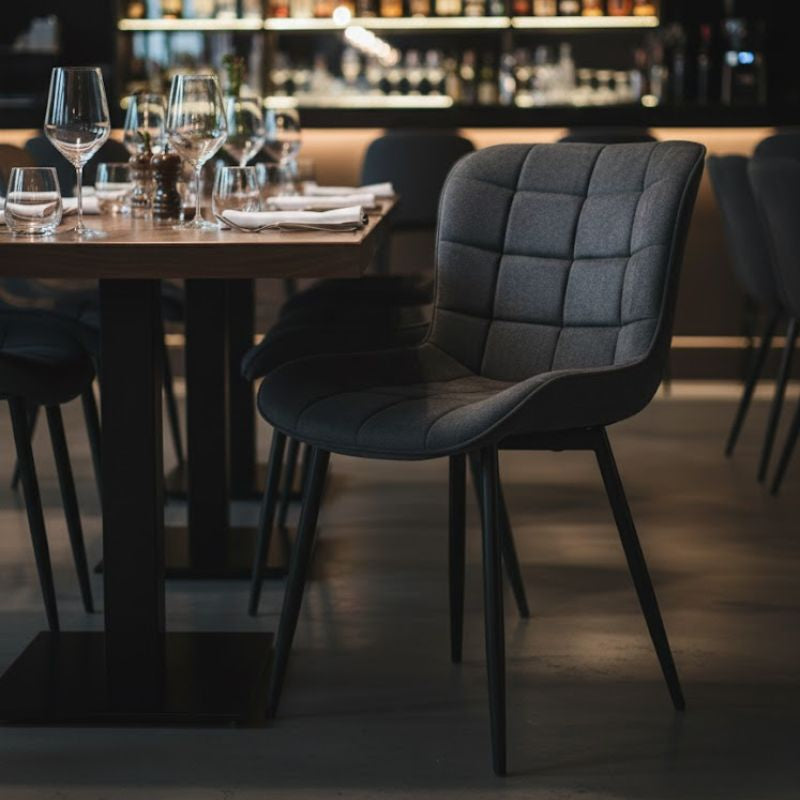 Καρέκλα τραπεζαρίας Chiara  ανθρακί ύφασμα - μεταλλικό μαύρο πόδι 48x58x81εκ. - Pakobazaar