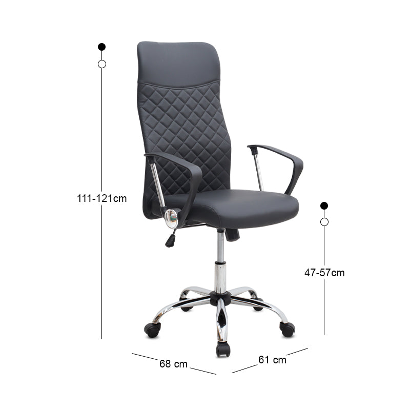 Καρέκλα γραφείου Novaro  από τεχνόδερμα χρώμα μαύρο 61x68x111/121εκ.