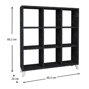 Βιβλιοθήκη Saul  χρώμα μαύρο εφέ μαρμάρου 88,2x20x88,2εκ.