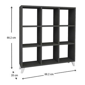 Βιβλιοθήκη Saul  χρώμα ανθρακί 88,2x20x88,2εκ.