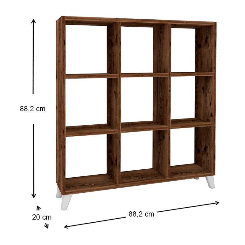 Βιβλιοθήκη Saul  χρώμα καπνιστή καρυδιά 88,2x20x88,2εκ.