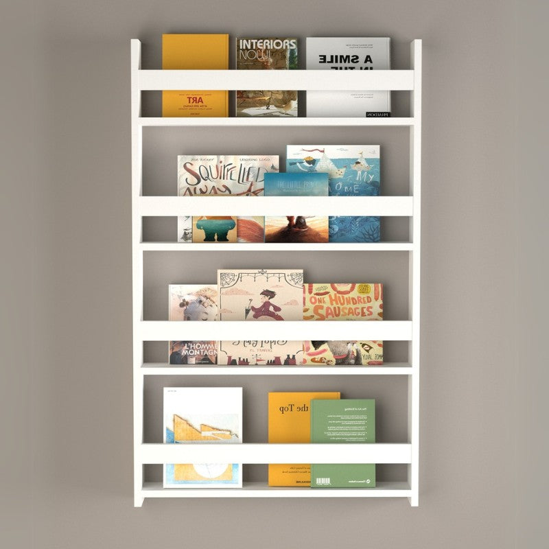 Επιτοίχια βιβλιοθήκη - ραφιέρα Montessori  χρώμα λευκό 74x10x120εκ.