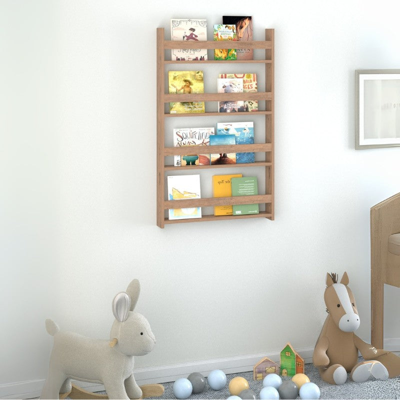 Επιτοίχια βιβλιοθήκη - ραφιέρα Montessori  χρώμα pine oak 74x10x120εκ. - Pakobazaar