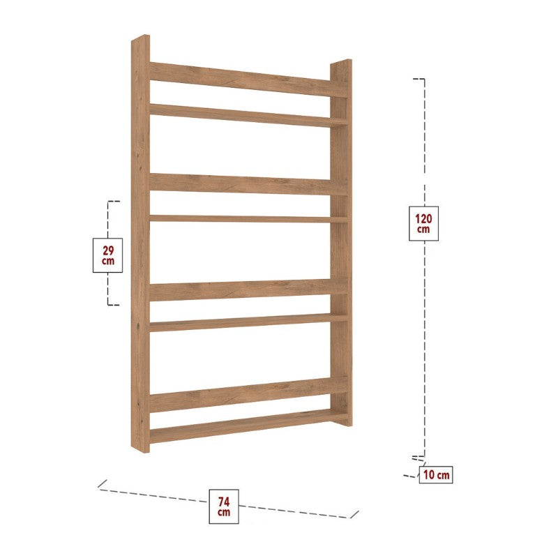 Επιτοίχια βιβλιοθήκη - ραφιέρα Montessori  χρώμα pine oak 74x10x120εκ. - Pakobazaar