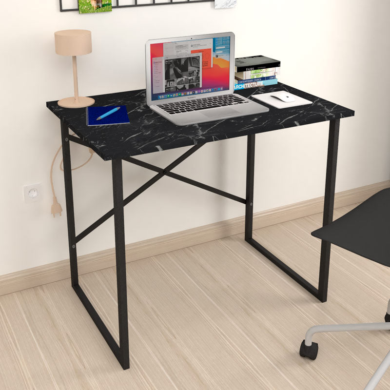 Γραφείο εργασίας Rilke  χρώμα μαύρο εφέ μαρμάρου 90x60x75εκ.