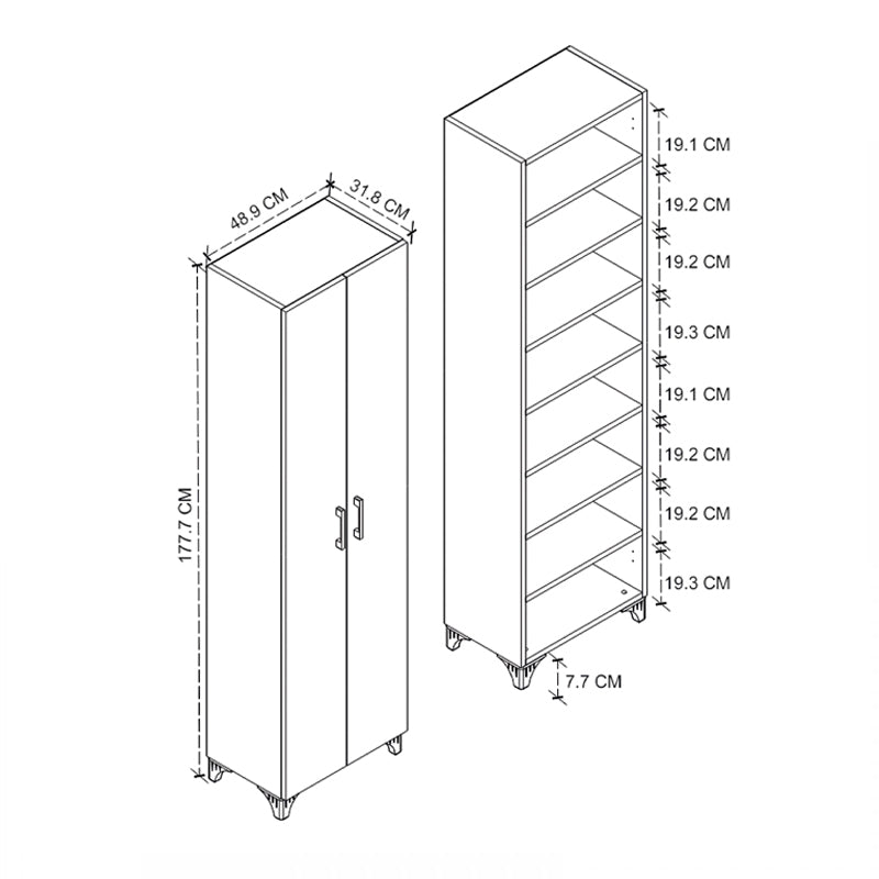 Ντουλάπα - Παπουτσοθήκη Lilly  χρώμα ανθρακί 49x32x178εκ.