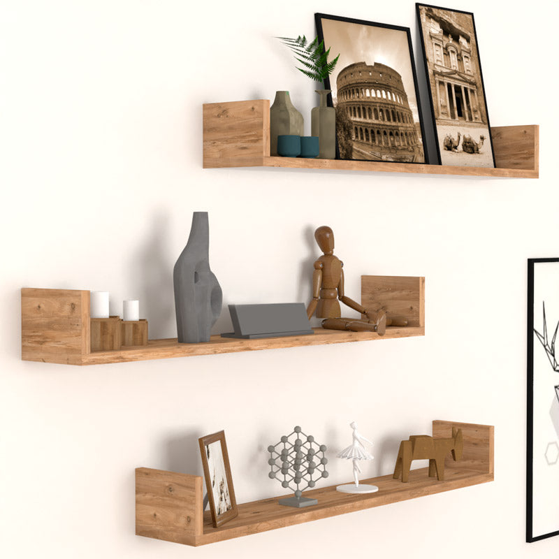 Ραφιέρα τοίχου Tyrion  3 τεμαχίων χρώμα pine oak 90x15x12εκ.