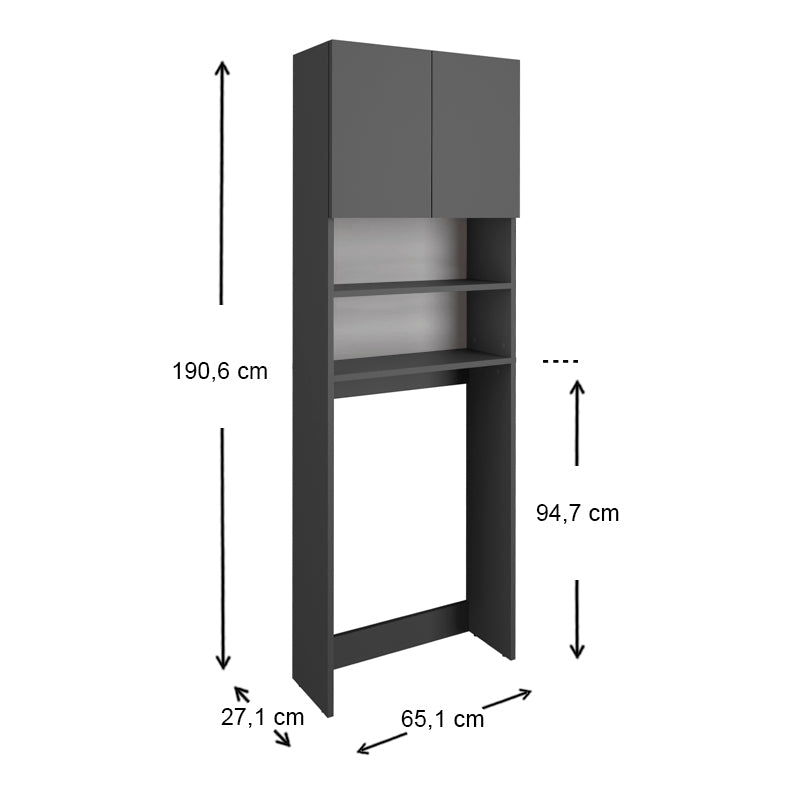Έπιπλο πλυντηρίου Ramsey  χρώμα ανθρακί 65x27x190,6εκ. - Pakobazaar