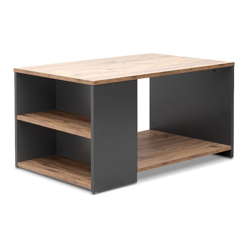 Τραπεζάκι σαλονιού Sylvia  χρώμα pine oak - ανθρακί 90,2x59,2x48,1εκ. - Pakobazaar