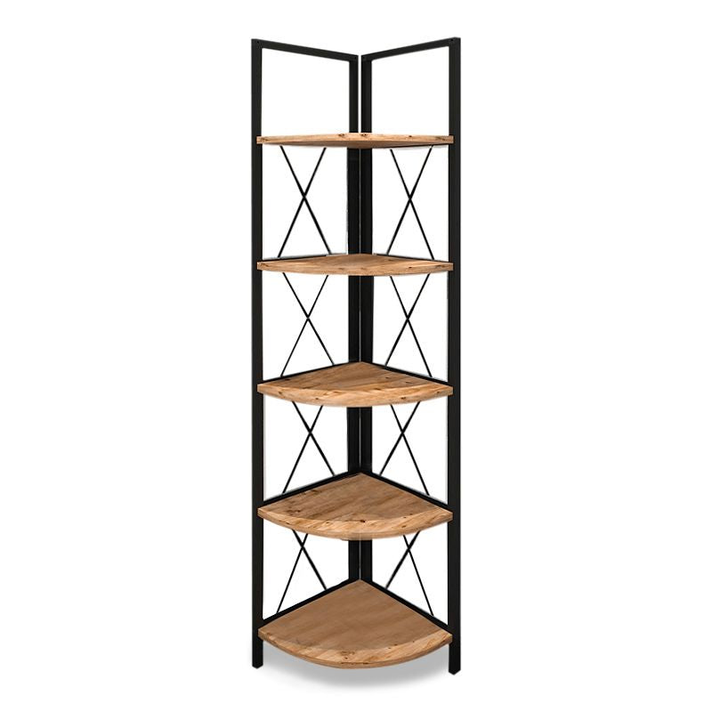 Βιβλιοθήκη γωνιακή Kelsie  χρώμα μαύρο - pine oak 33x33x162εκ. - Pakobazaar