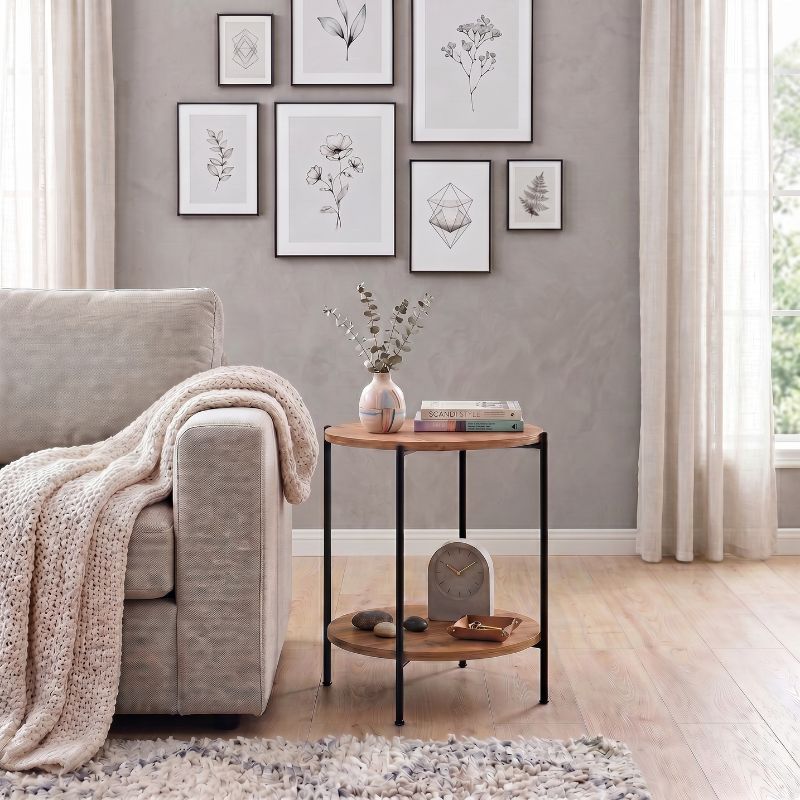 Τραπεζάκι βοηθητικό Argento  χρώμα pine oak 43x43x60εκ. - Pakobazaar