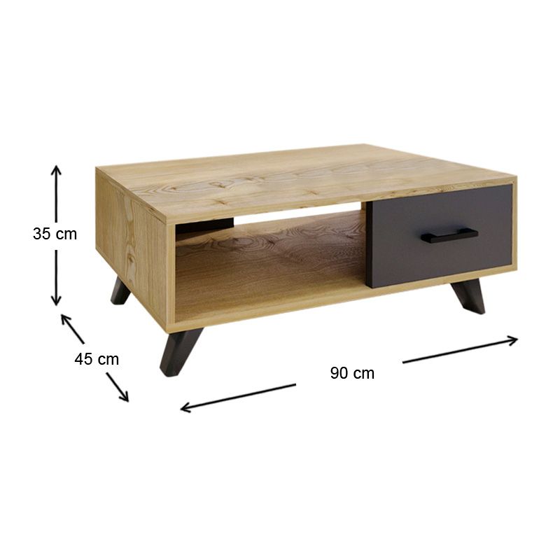 Τραπεζάκι σαλονιού Gilbert  χρώμα sapphire oak - ανθρακί 90x45x35εκ. - Pakobazaar