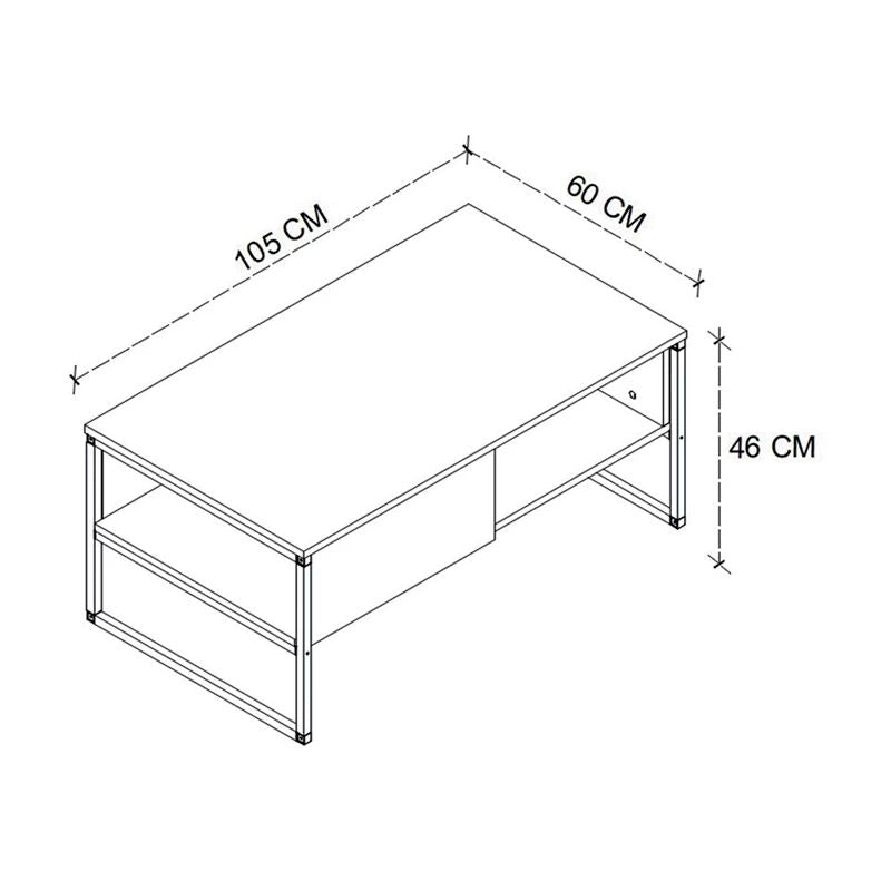 Τραπεζάκι σαλονιού Lawrence  χρώμα ανθρακί 105x60x46εκ.