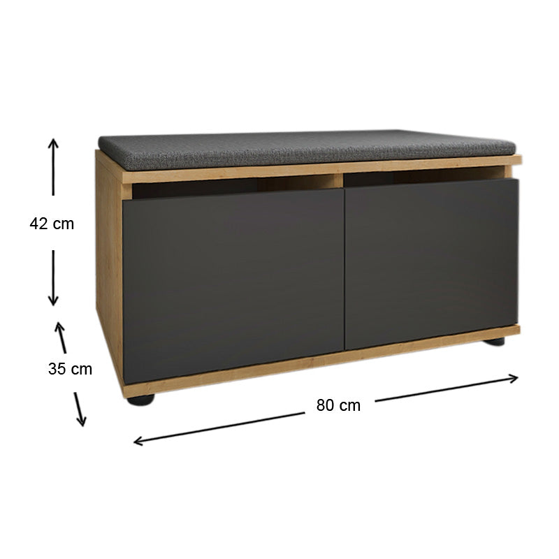 Παπουτσοθήκη Twain  8 ζευγών χρώμα sapphire oak - ανθρακί 80x35x42εκ.