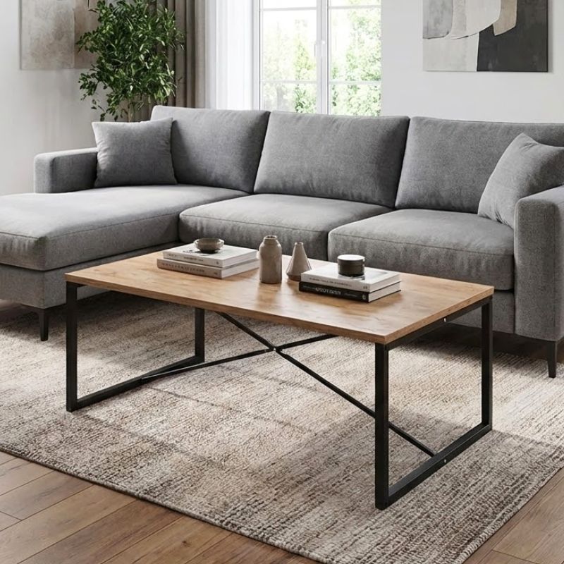 Τραπεζάκι σαλονιού Harte  χρώμα pine oak 100x55x42εκ. - Pakobazaar